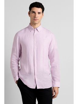 Simon Carter - Pink Linen Stripes Full Sleeves Shirt