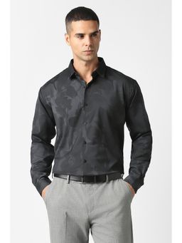Van Heusen - Black Polyester Blend Printed Full Sleeves Shirt