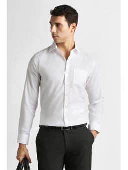 Van Heusen - White Cotton Textured Full Sleeves Shirt