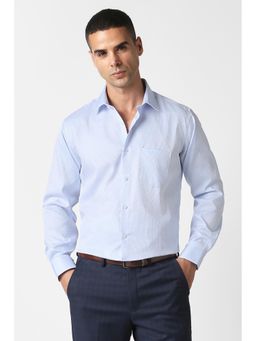 Van Heusen - Blue Cotton Textured Full Sleeves Shirt