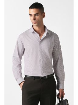 Van Heusen - Mauve Polyester Stripes Full Sleeves Shirt