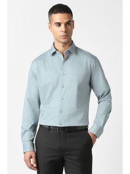 Van Heusen - Blue Cotton Printed Full Sleeves Shirt