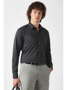 Van Heusen - Black Polyester Solid Full Sleeves Shirt