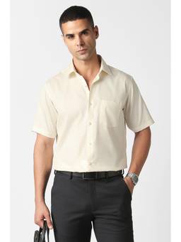 Van Heusen - Yellow Cotton Solid Half Sleeves Shirt