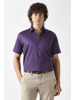 Van Heusen - Purple Cotton Solid Half Sleeves Shirt