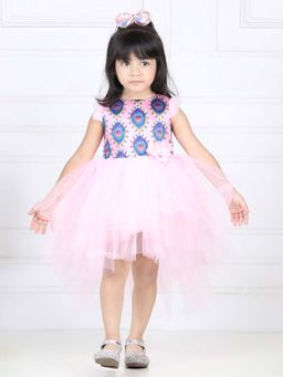 Toy Balloon Kids - Baby Pink Hi Low Girls Party Wear Dress