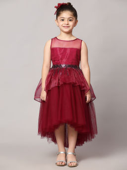 Toy Balloon Kids - Wine Hi Low Girls Party Wear Dress