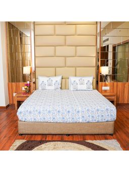 Videksha Home & Lifestyle - Cerulean Blossom Bedsheet (King)