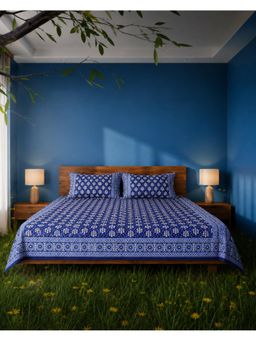 Videksha Home & Lifestyle - Kantha Sapphire Bedsheet (King)