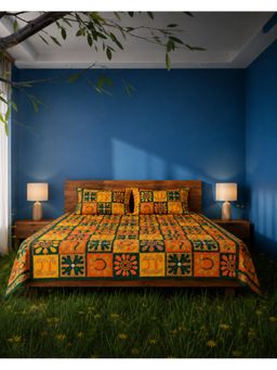 Videksha Home & Lifestyle - Kantha Vibrant Bedsheet with Pillow Cover (King)