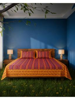 Videksha Home & Lifestyle - Kantha Zesty Bedsheet (King)