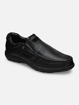 EZOK - Leather Casual Solid Black Mocassins For Men