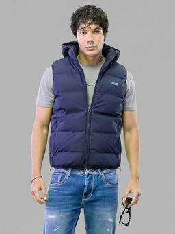 ROOKIES - Navy Blue Sleeveless Hoodie Puffer Jacket