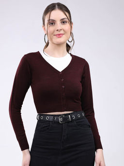 Monte Carlo - Solid Crop Full Sleeve Cardigan