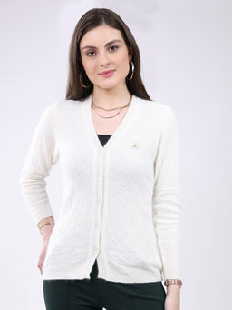 Monte Carlo - V Neck Self Designed Button Closure Full Sleeve Cardigan
