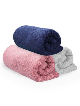 Heelium - Bamboo Hand Towel, Soft, Absorbent & Odour Free, 65x40cm, 3 Pcs, Light Grey, Blue, Peach