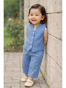 TotzTouch - Blue Girls Pin Striped Co-Ord Set