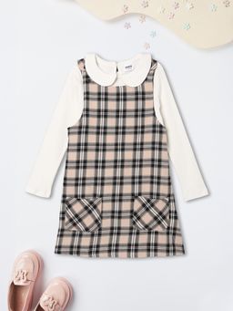 max - Black Girls Checked Dungaree Style Dress With Top