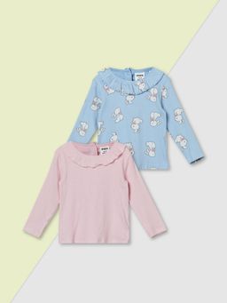 max - Multi-Color Girls Ribbed Assorted Top (Pack of 2)