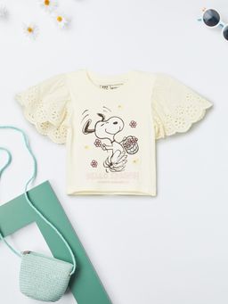 max - Off White Girls Snoopy Print Top