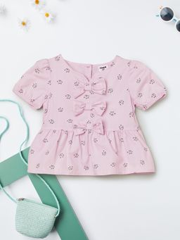 max - Pink Girls Bow Applique Top