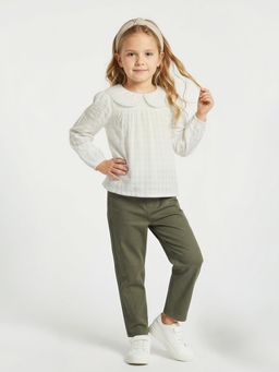 max - Off White Girls Dobby Woven Top