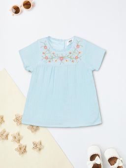 max - Blue Girls Embroidered Top