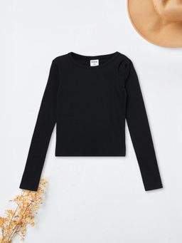 max - Black Girls Solid Cut-Out Detail Top