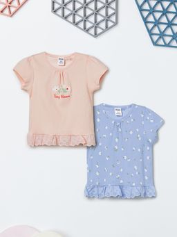 max - Pink Girls Floral Print Tops (Pack of 2)