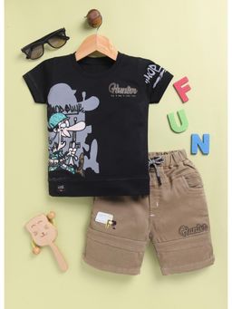 Toonyport - Black Boys Cotton Printed T-shirt and Shorts