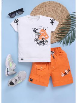 Toonyport - White Boys Cotton Printed T-shirt and Shorts