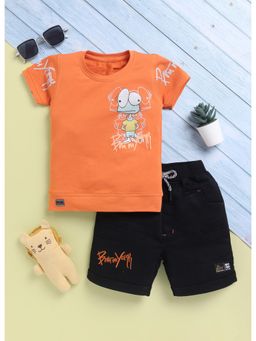 Toonyport - Orange Boys Cotton Printed T-shirt and Shorts
