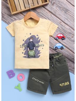 Toonyport - Yellow Boys Cotton Printed T-shirt and Shorts