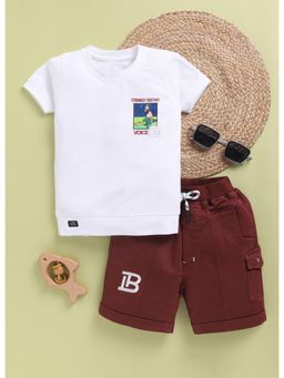 Toonyport - White Boys Cotton Printed T-shirt and Shorts