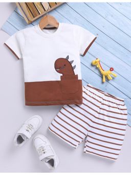 Toonyport - Brown Boys Cotton Printed T-shirt and Shorts