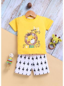 Toonyport - Yellow Boys Cotton Printed T-shirt and Shorts