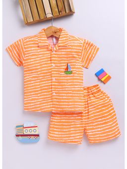 Toonyport - Orange Boys Cotton Printed Co-Ord Set