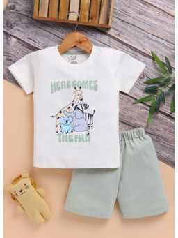 Toonyport - Green Boys Cotton Printed T-shirt and Shorts
