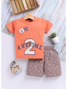 Toonyport - Orange Boys Cotton Printed T-shirt and Shorts