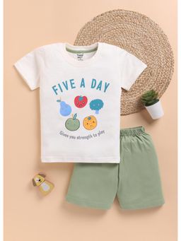 Toonyport - Off White Boys Cotton Printed T-shirt and Shorts
