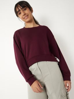 max - Maroon Girls Colourblock Top