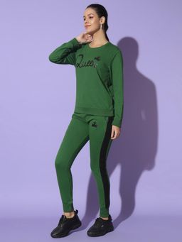 Glito - Women Lifestyle Typography Printed Crew Neck Sweatshirt with Track Pant