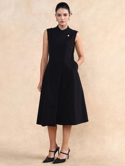 RAREISM - Beniz Dark Black A-Line Midi Dress