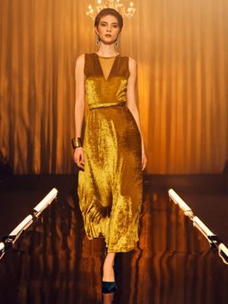 RAREISM - Clementi Primary Olive Fit and Flare Maxi Dress