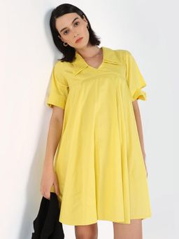 RAREISM - Qurad Primary Yellow Flared Mini Dress