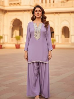 Ishnya - Fitoor Lavender Short Kurti with Palazzo