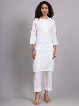 The Chikan Label - Women White Hand-Embroidered Chikankari Co-Ord Set