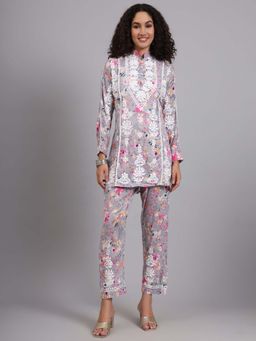 The Chikan Label - Grey Women Hand-Embroidered Chikankari Co-Ord Set