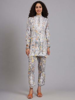 The Chikan Label - Grey Women Hand-Embroidered Chikankari Co-Ord Set