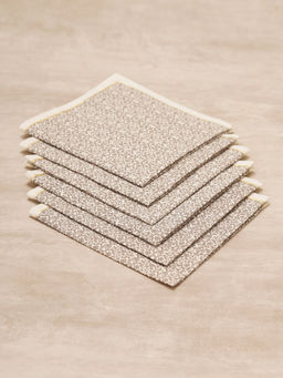 Pure Home + Living - Beige Floral Print Table Napkins Set of 6